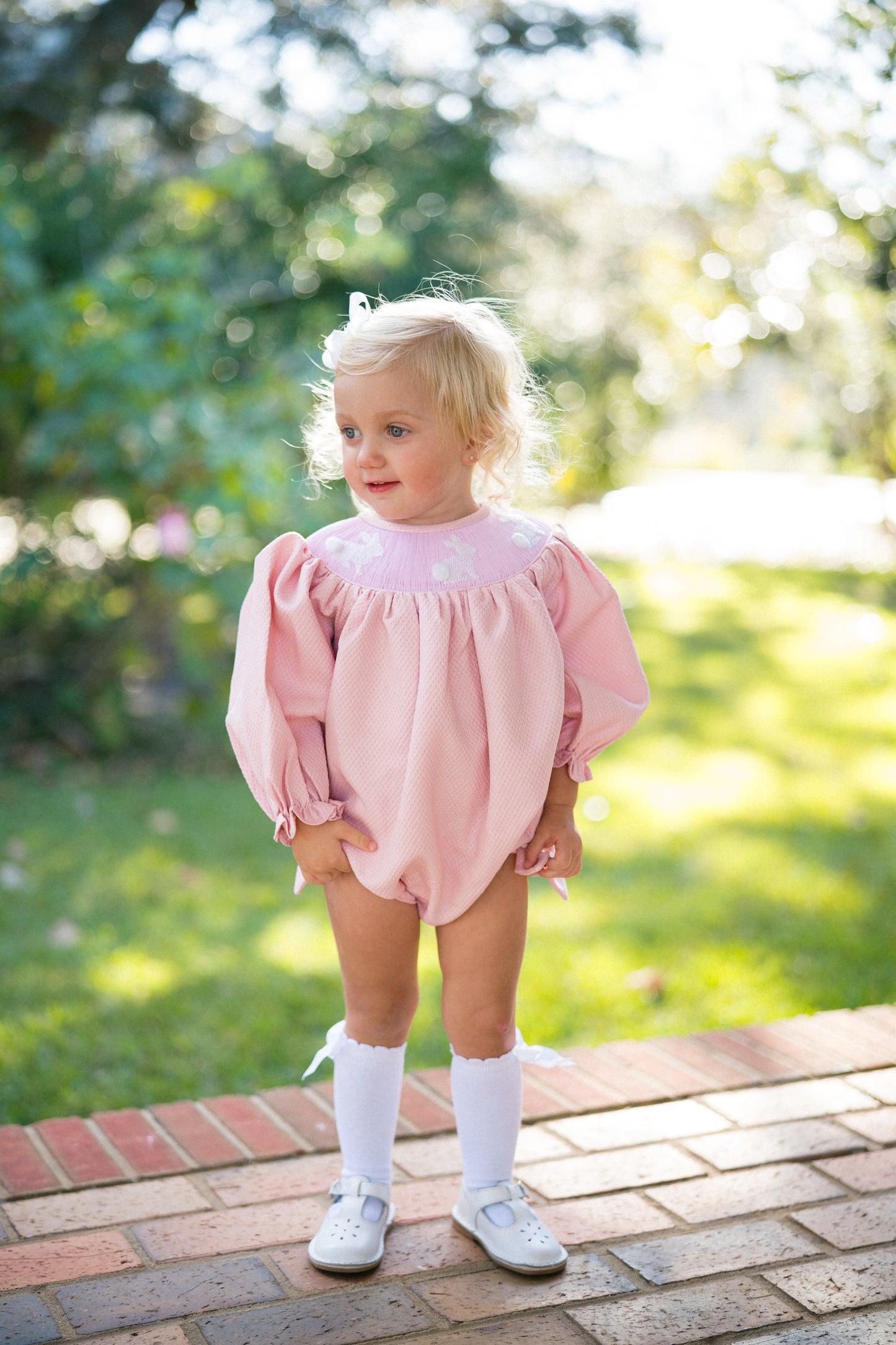 Girl’s Smocked Bunny Bubble