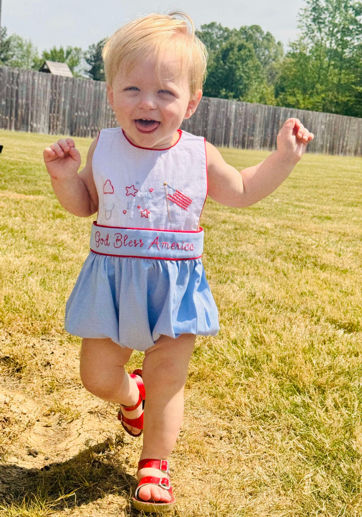 Boys Embroidered Patriotic Bubble