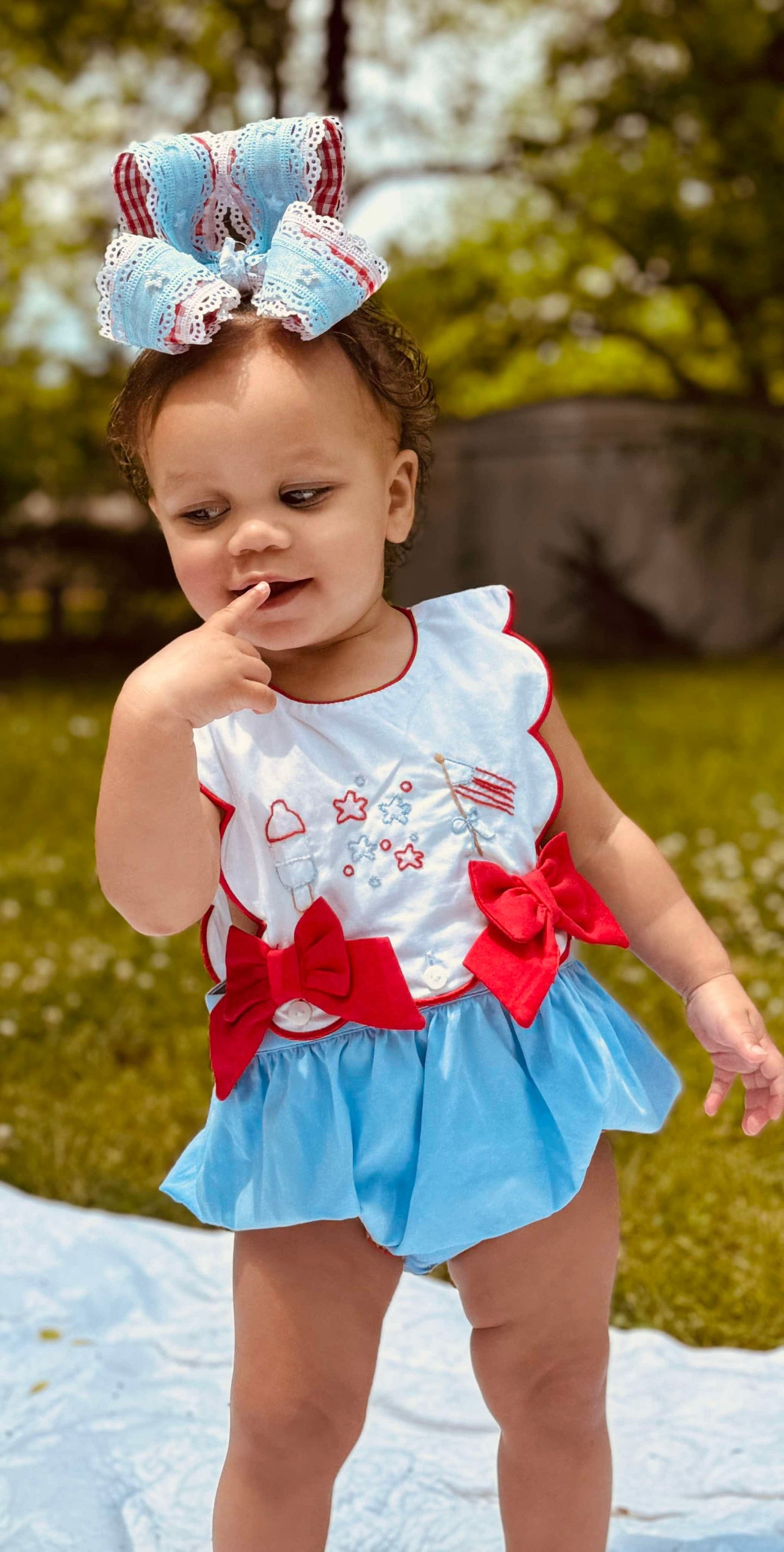 Girl’s Patriotic Embroidered Bubble