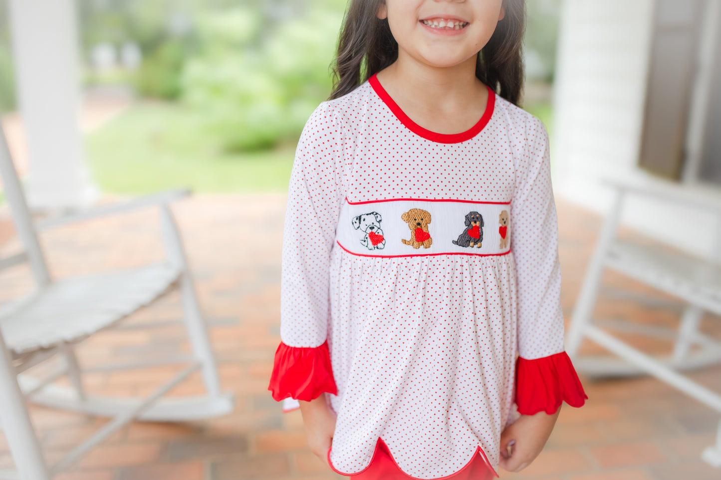 Girl’s Smocked Valentine Puppy Pant Set