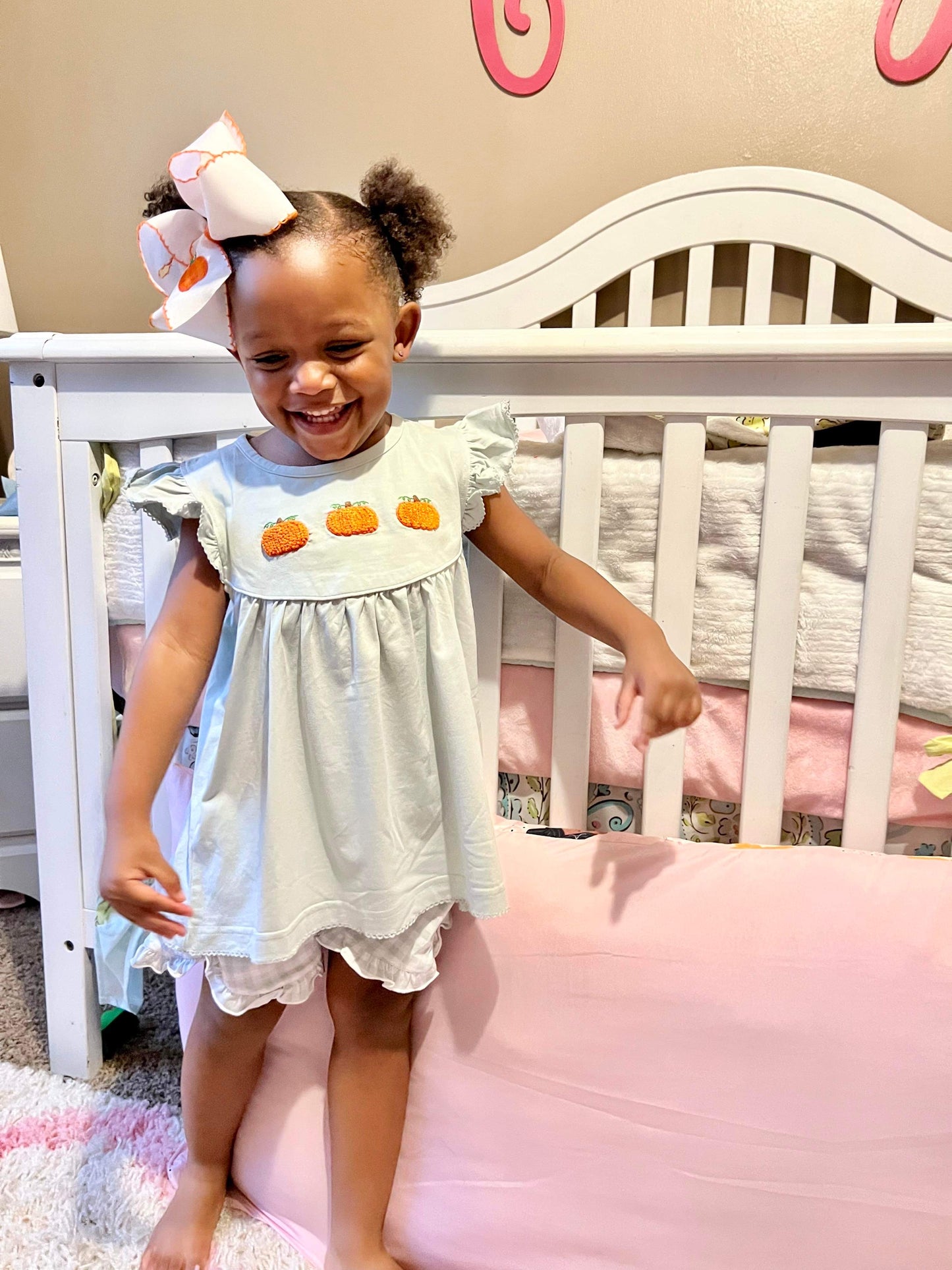 Girl’s Sage Pumpkin Short Set