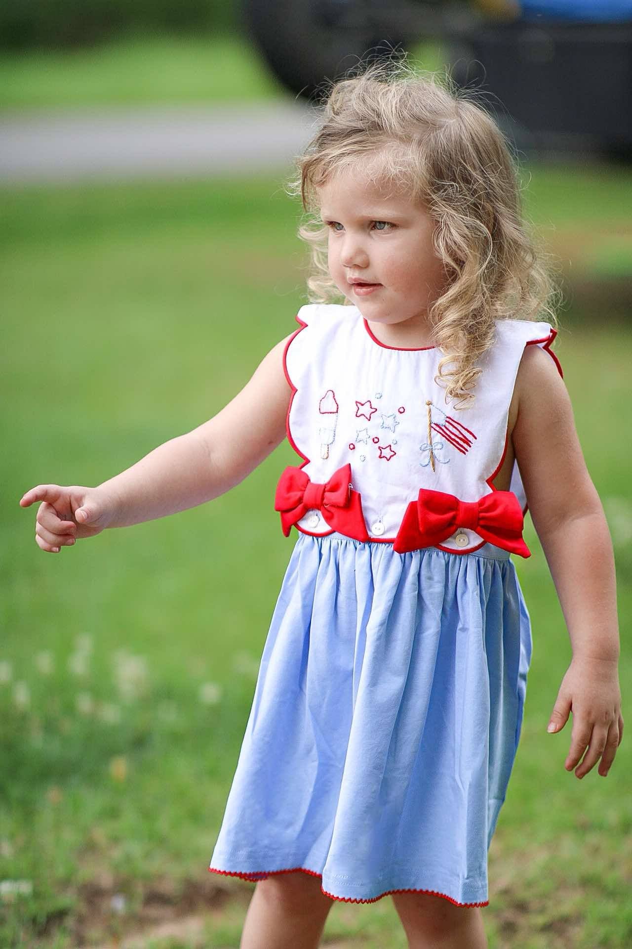 Girl’s Patriotic Embroidered Dress