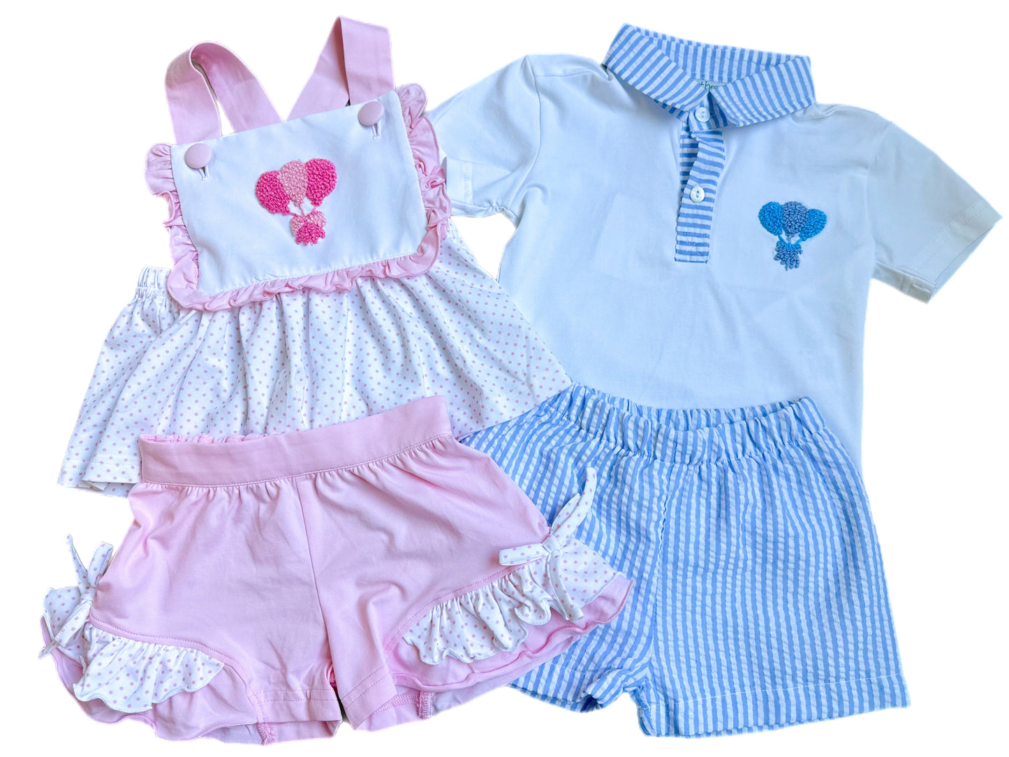 Girls French Knot Balloon Short Set