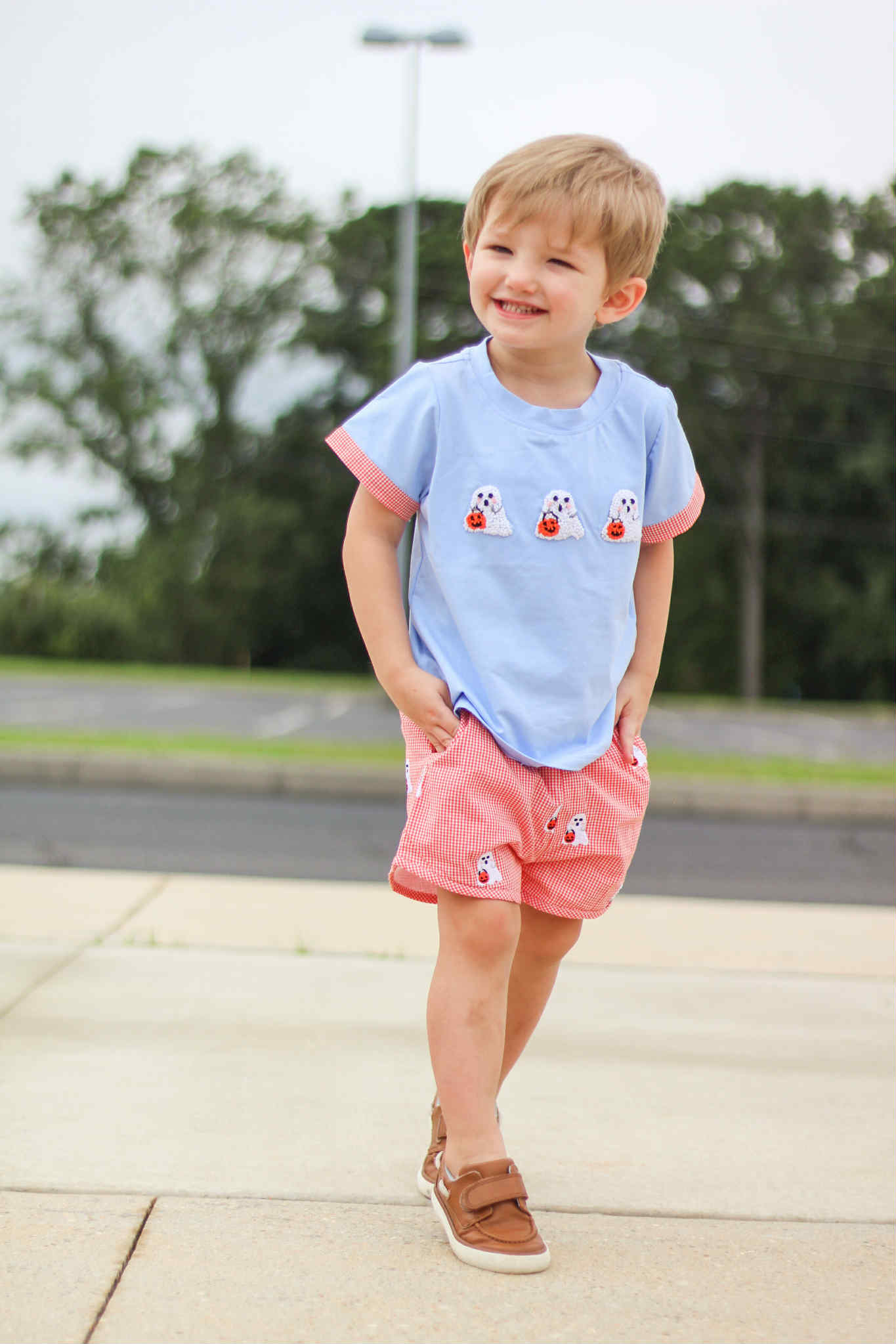 Boys French Knot Ghost Short Set