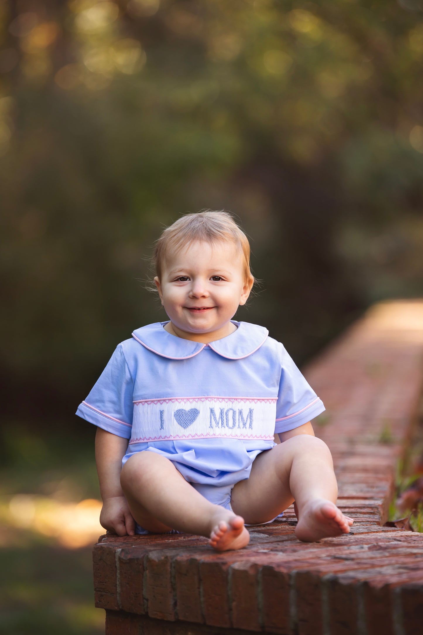 I Love Mom Smocked Boys’ Bubble