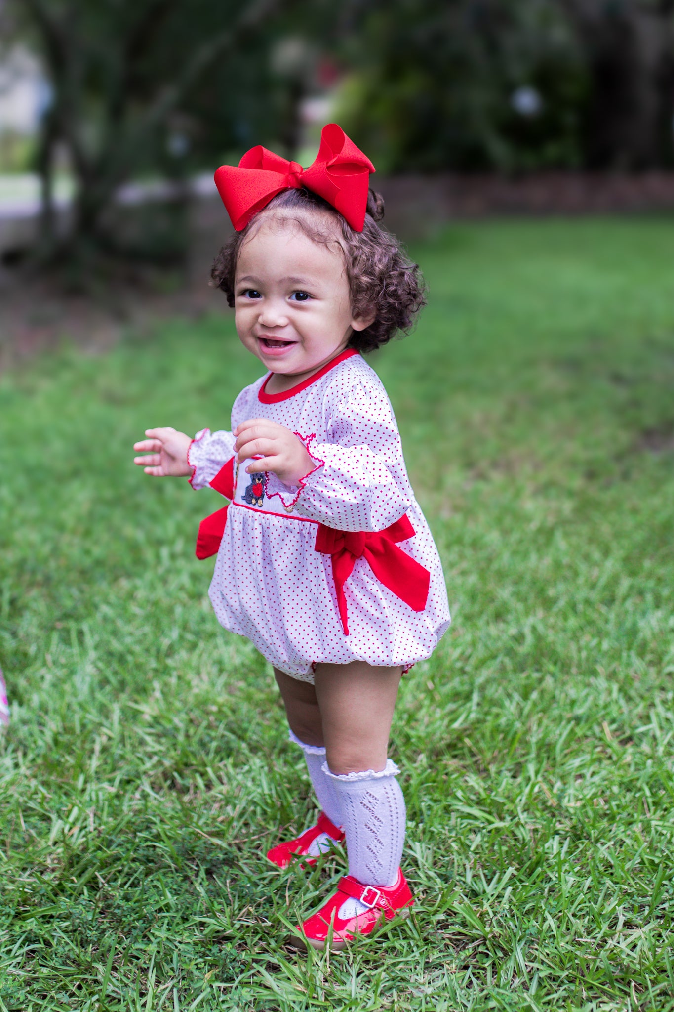 Girl’s Smocked Valentine Puppy Bubble