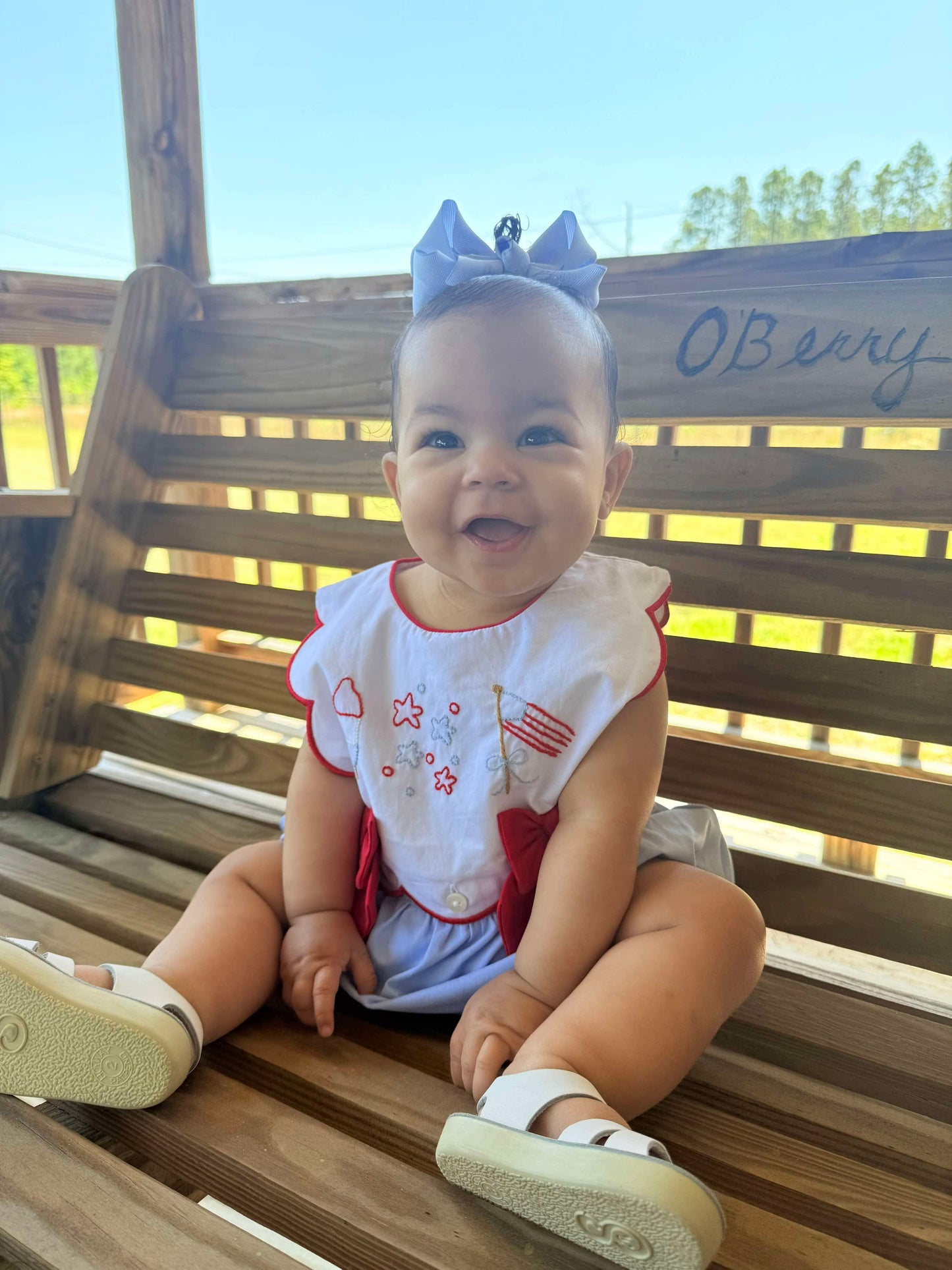 Girl’s Patriotic Embroidered Bubble