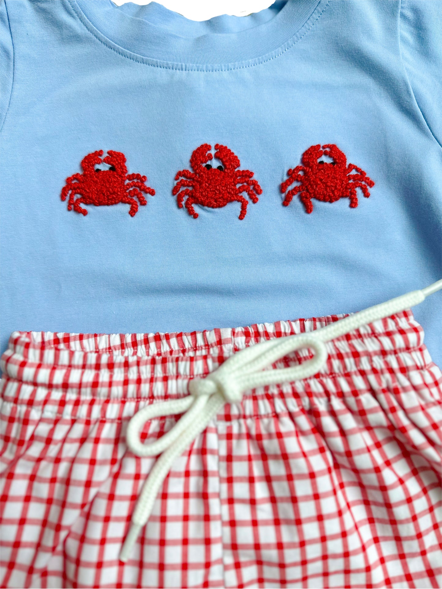 French Knot Crab Boys Short Set