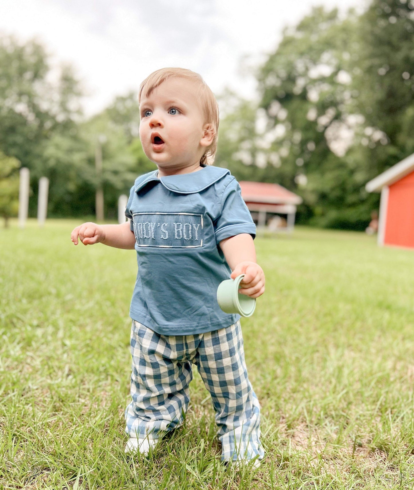 Boy’s Smocked Pant Set (Smocking says Daddy’s Boy)