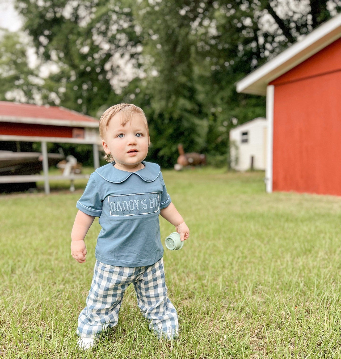 Boy’s Smocked Pant Set (Smocking says Daddy’s Boy)