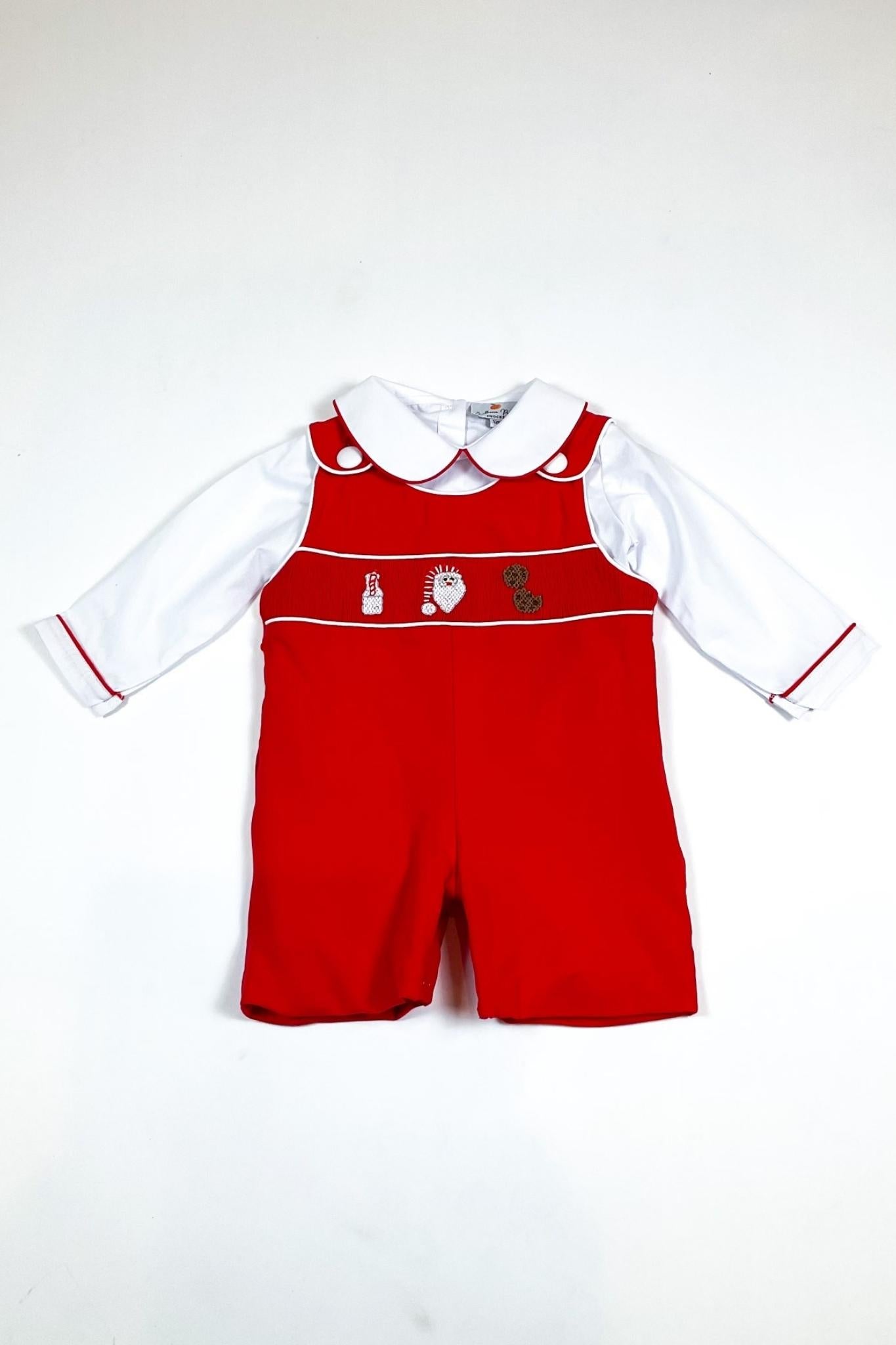 Boy's Hand-smocked Santa, Milk and Cookies Christmas Jon Jon