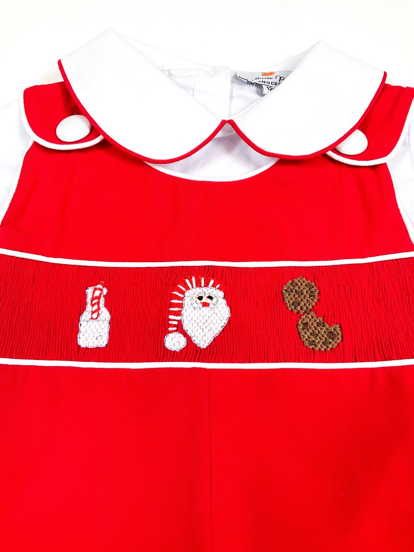 Boy's Hand-smocked Santa, Milk and Cookies Christmas Jon Jon