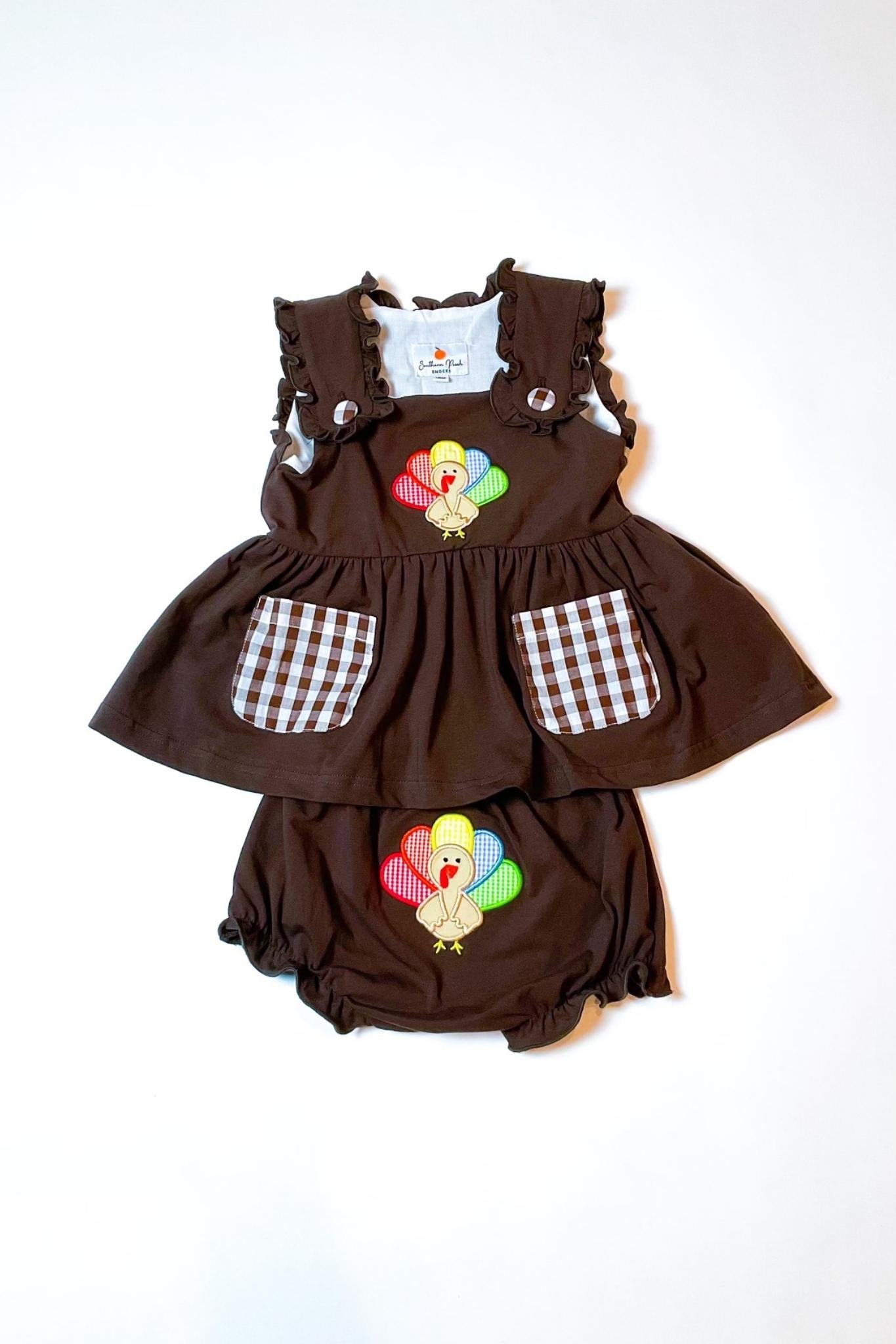 Girl's Thanksgiving Turkey Diaper Cover Set