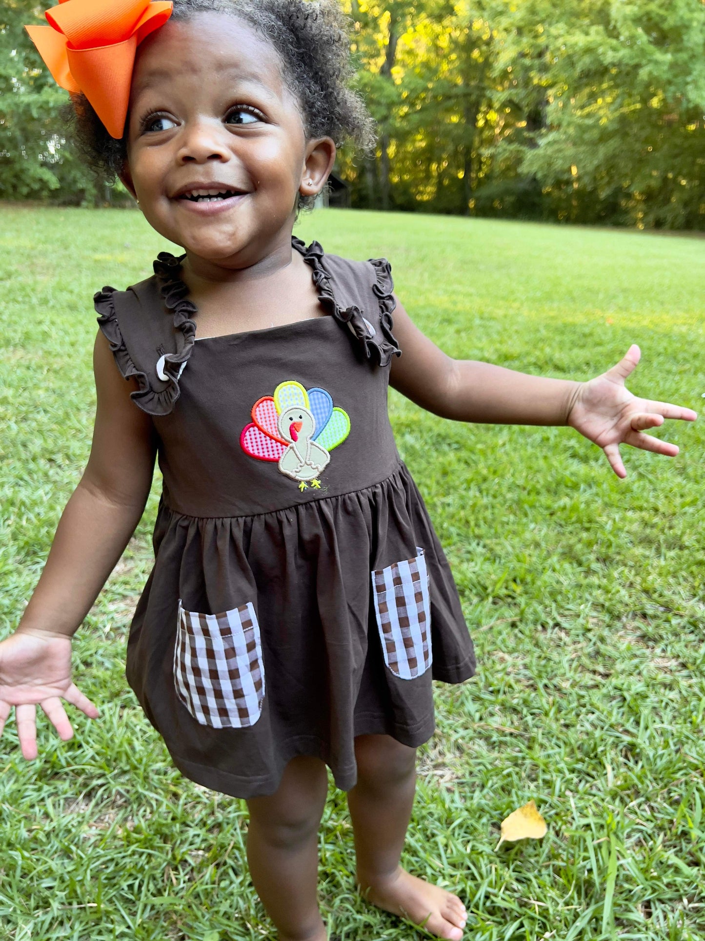 Girl's Thanksgiving Turkey Diaper Cover Set