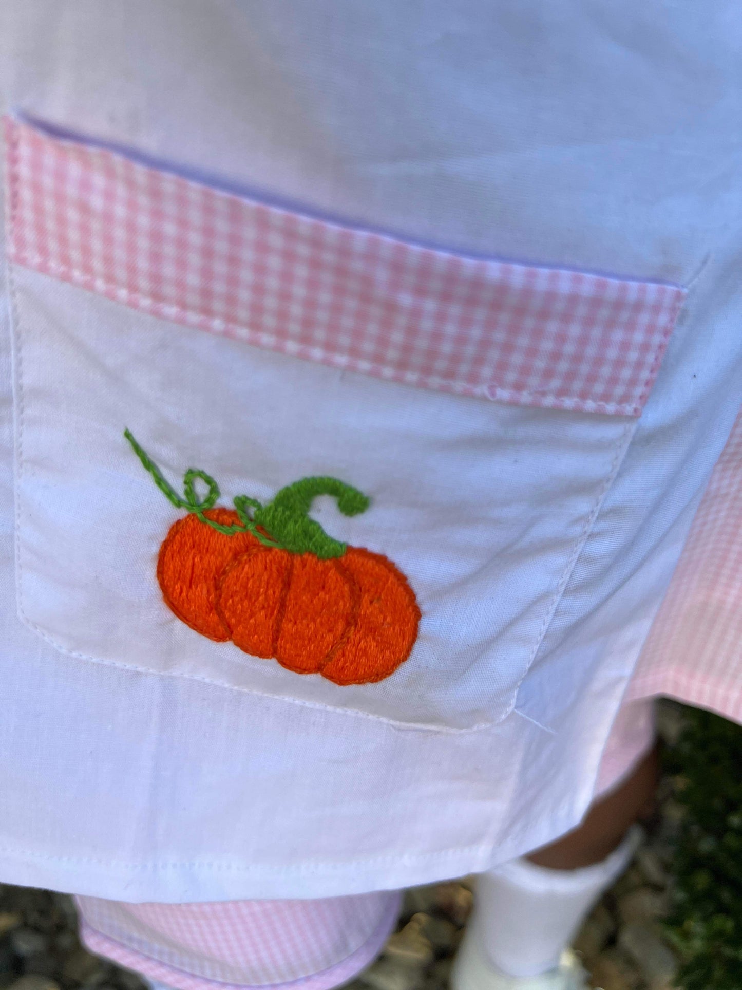 Girl's Pink Gingham Pumpkin Short Set