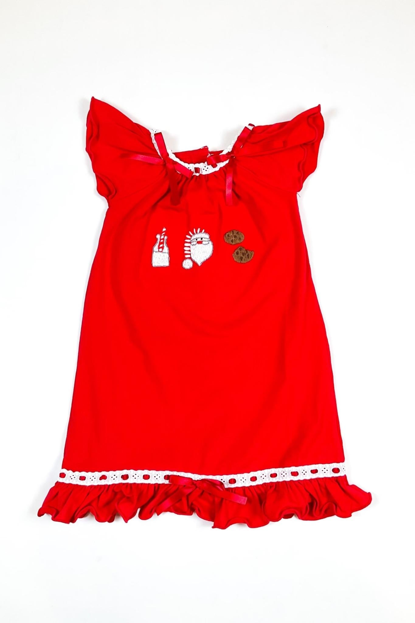 Girl's Christmas Nightgown - Santa, Milk and Cookies