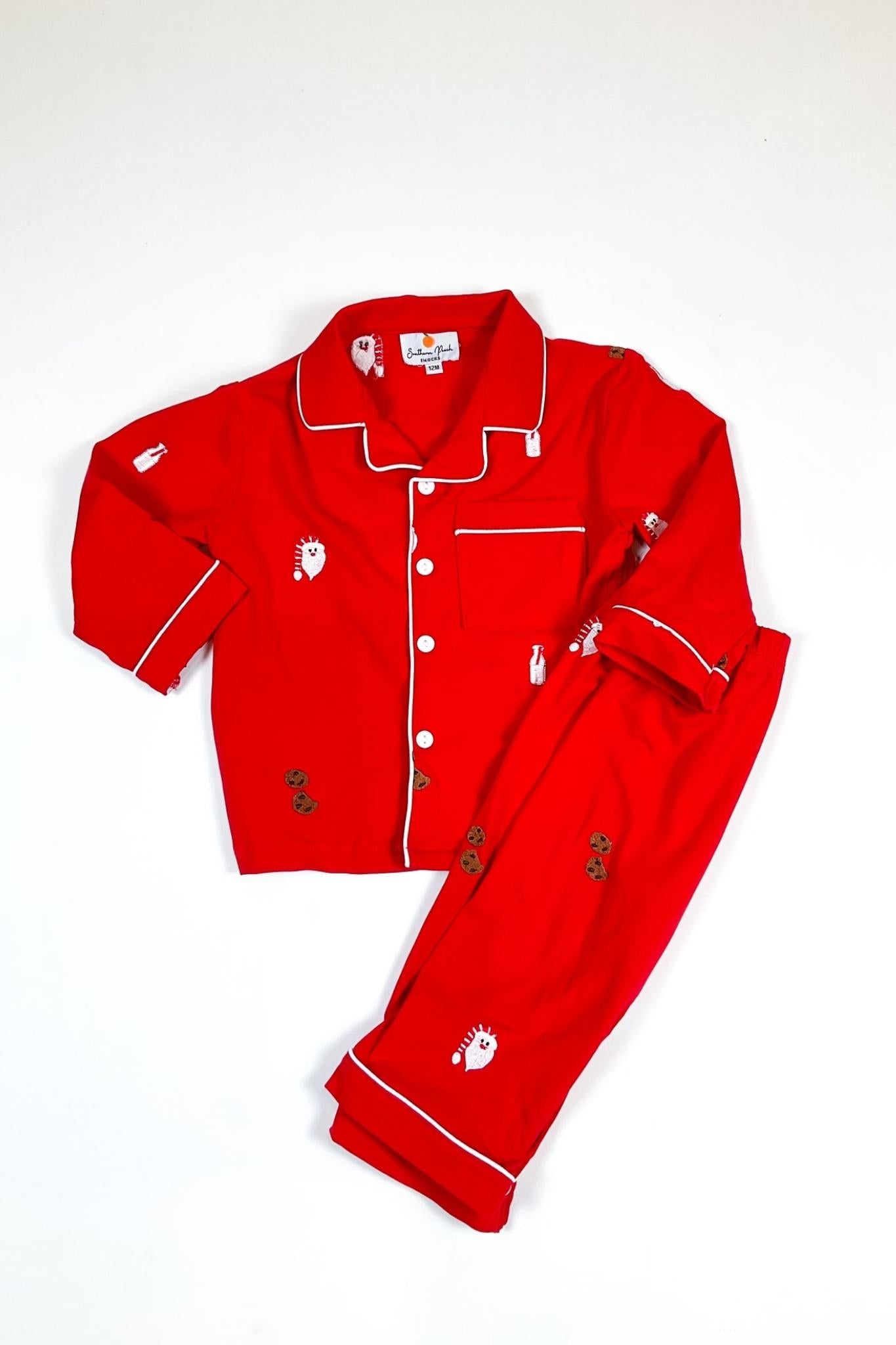 Boy's Christmas Pajamas Set - Santa, Milk and Cookies