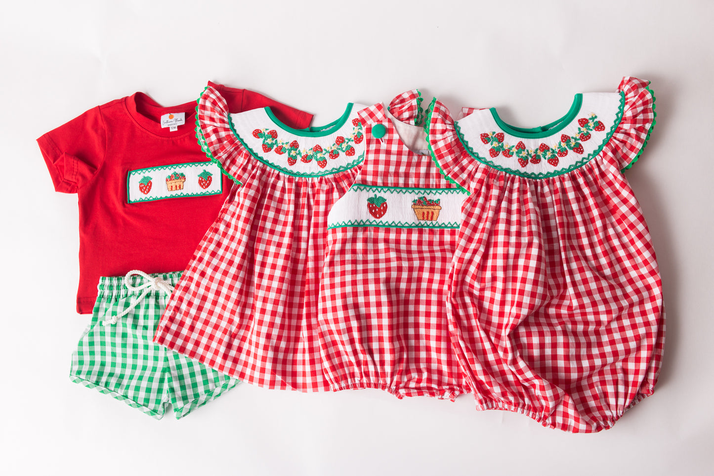 Smocked Strawberries Boy's Short Set