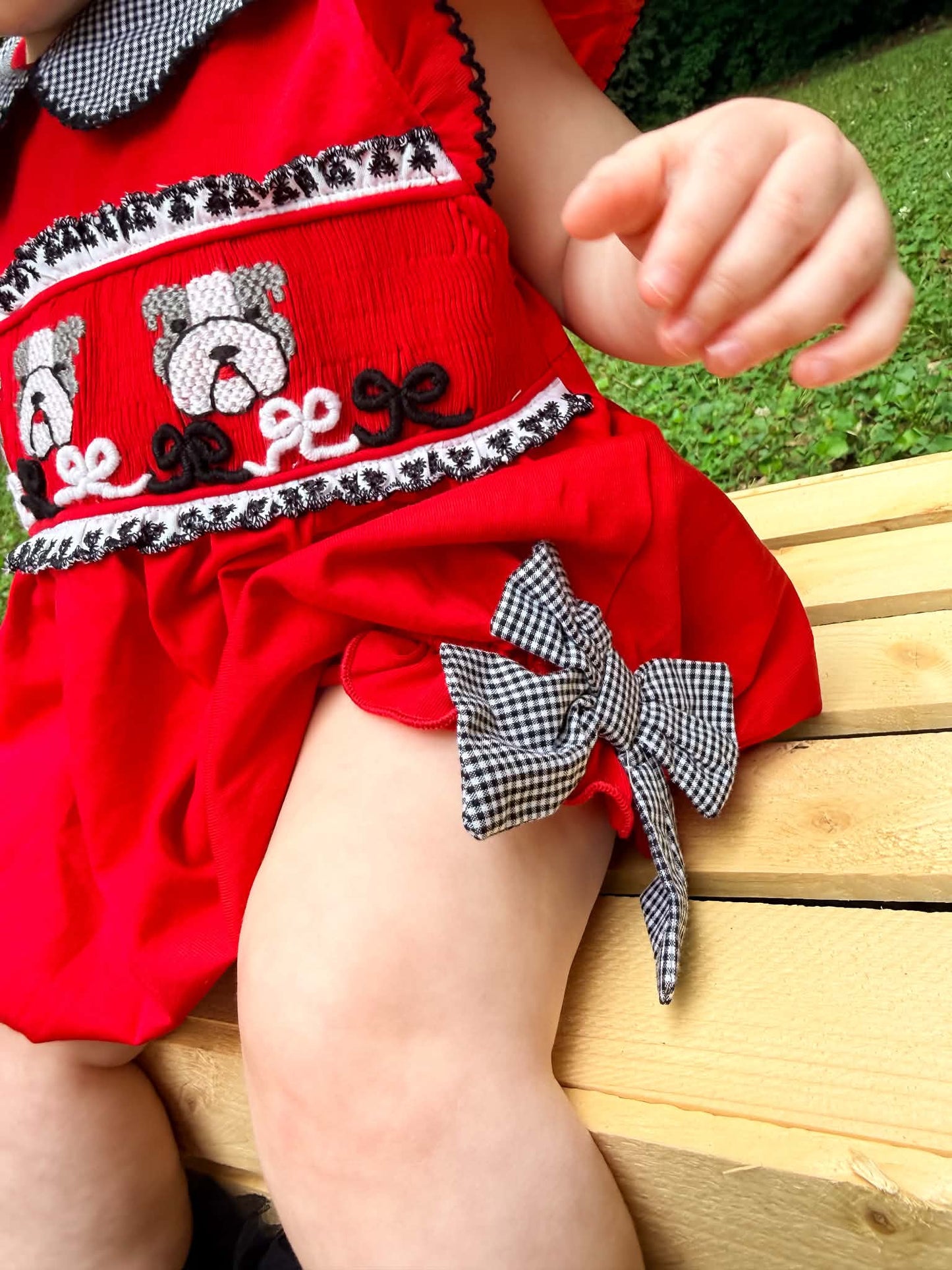 Girl’s Smocked Bulldog Bubble