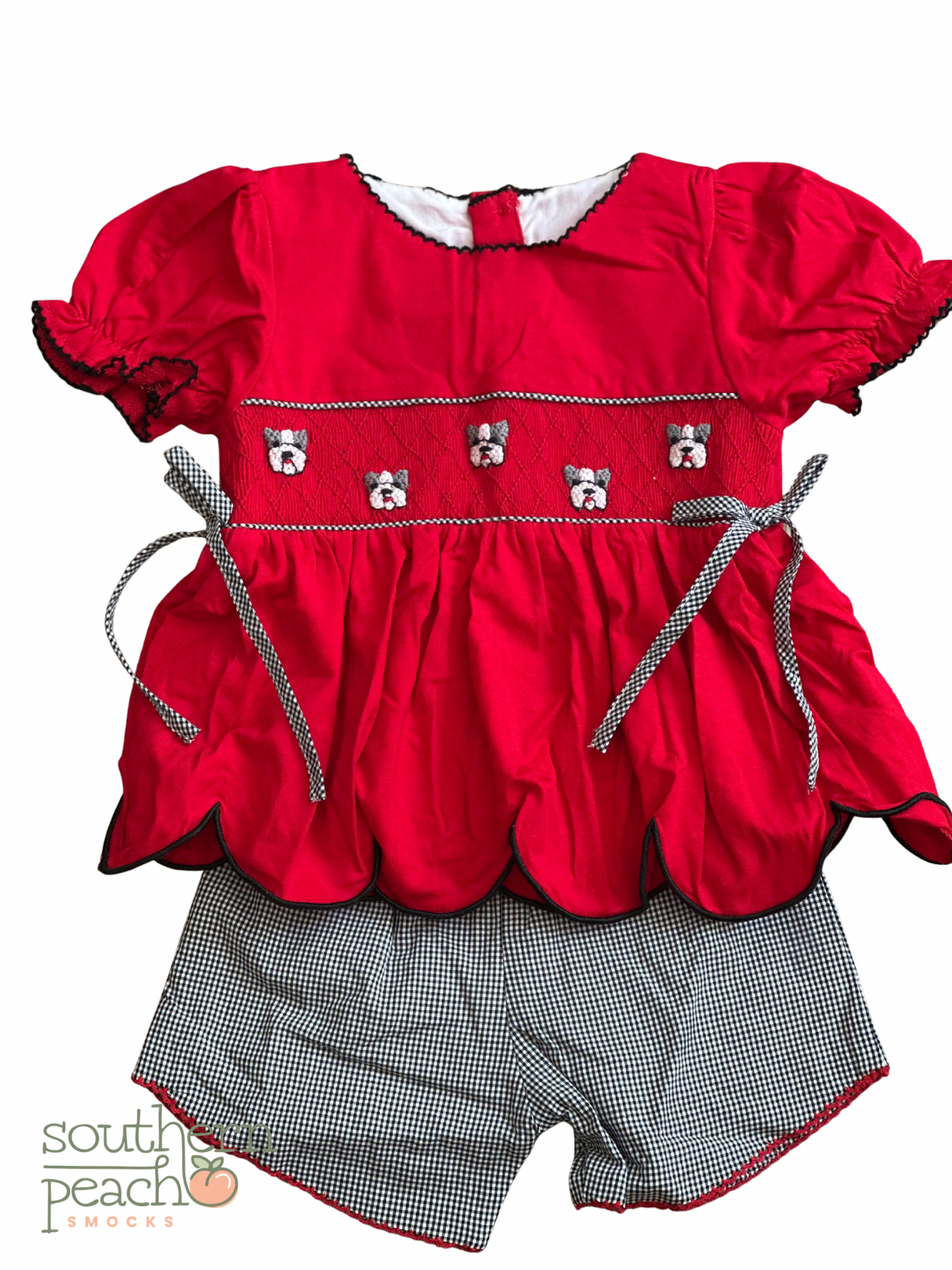 Girl’s Smocked Bulldog Short Set