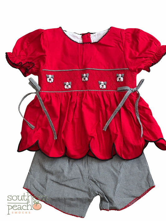 Girl’s Smocked Bulldog Short Set