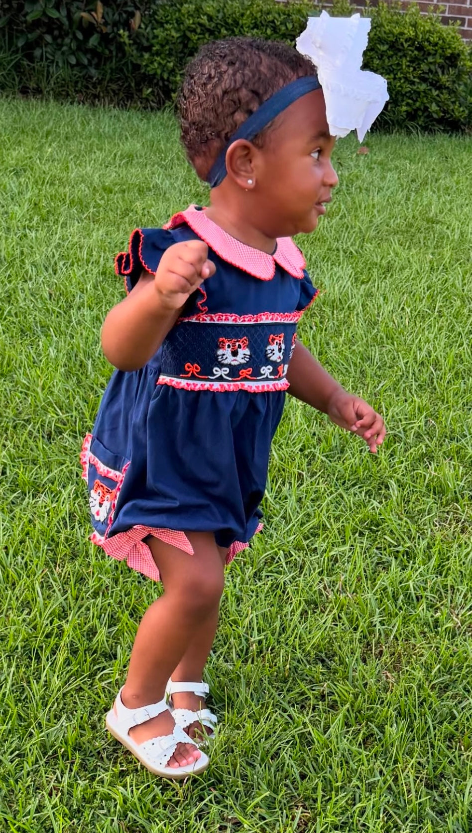 Girl’s Smocked Tiger Bubble