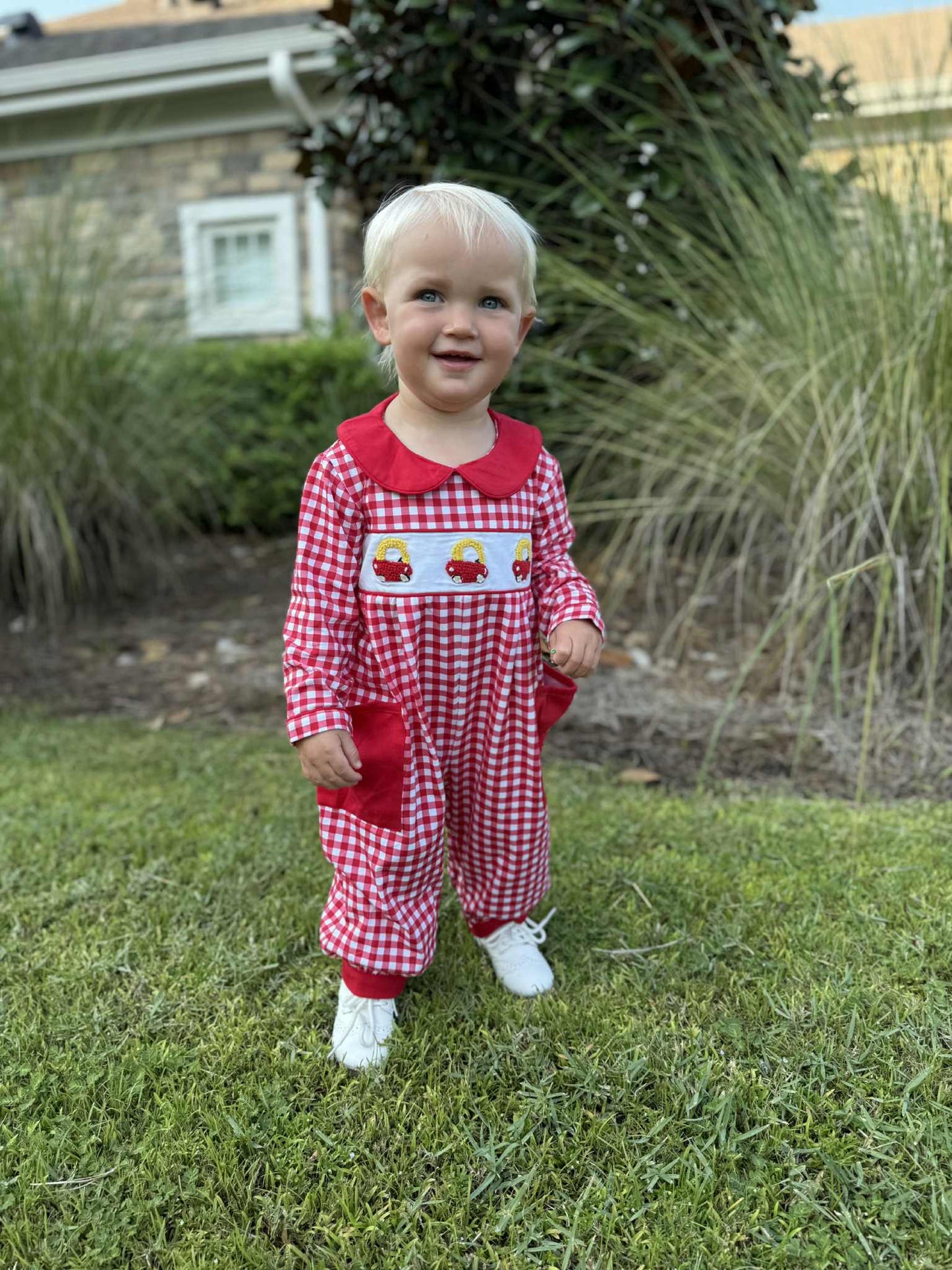 Boys French Knot Cozy Coupe Romper
