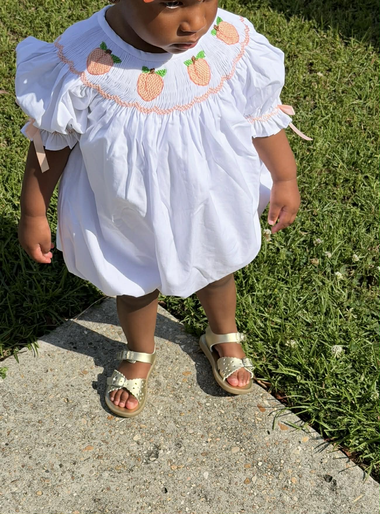 Smocked Peach Bubble