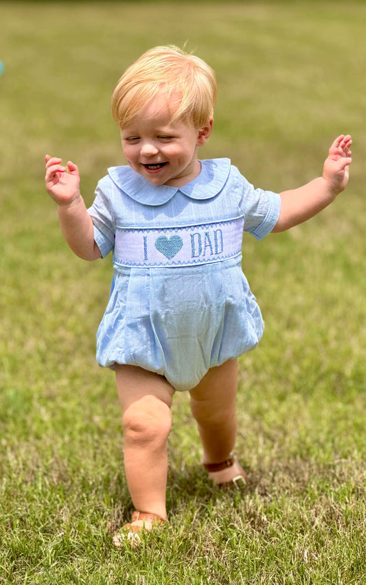 Smocked I Heart dad Bubble