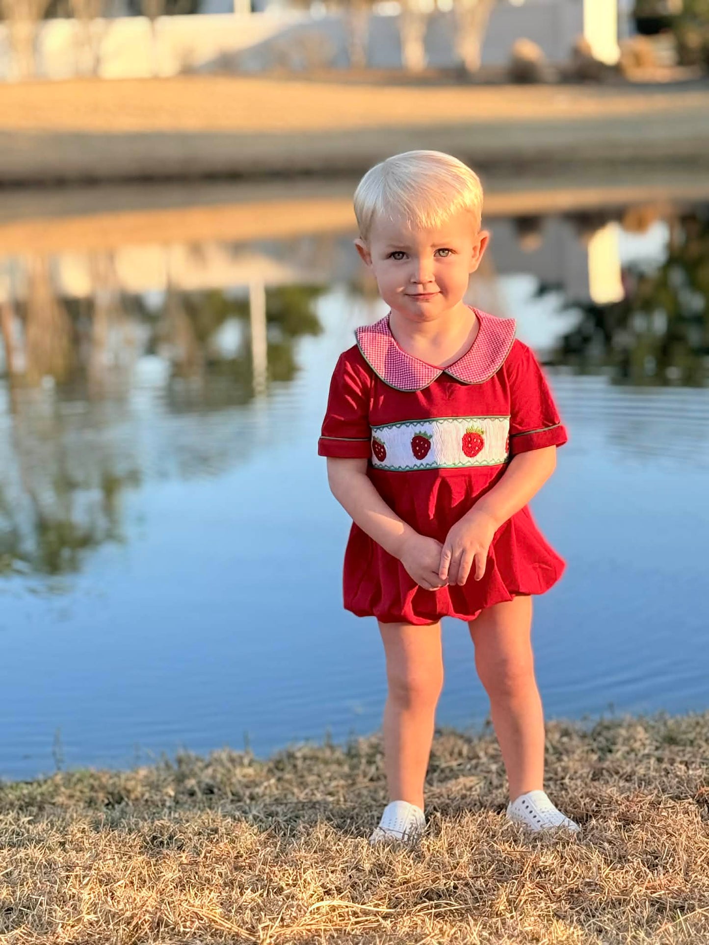 Boys Smocked Strawberry Bubble