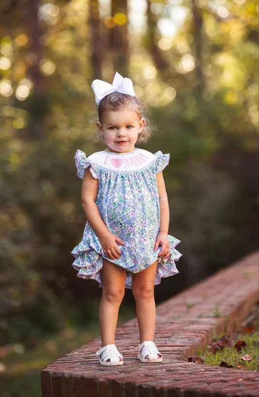 I Love Mom Smocked Girls’ Bubble