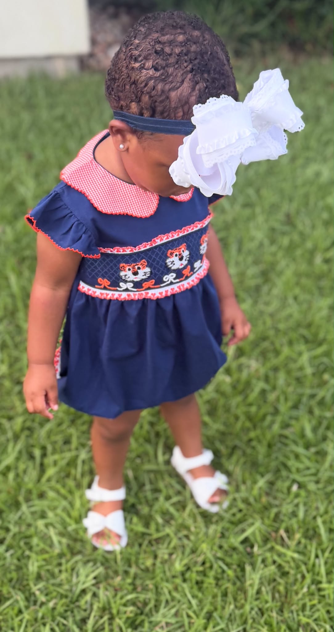 Girl’s Smocked Tiger Bubble