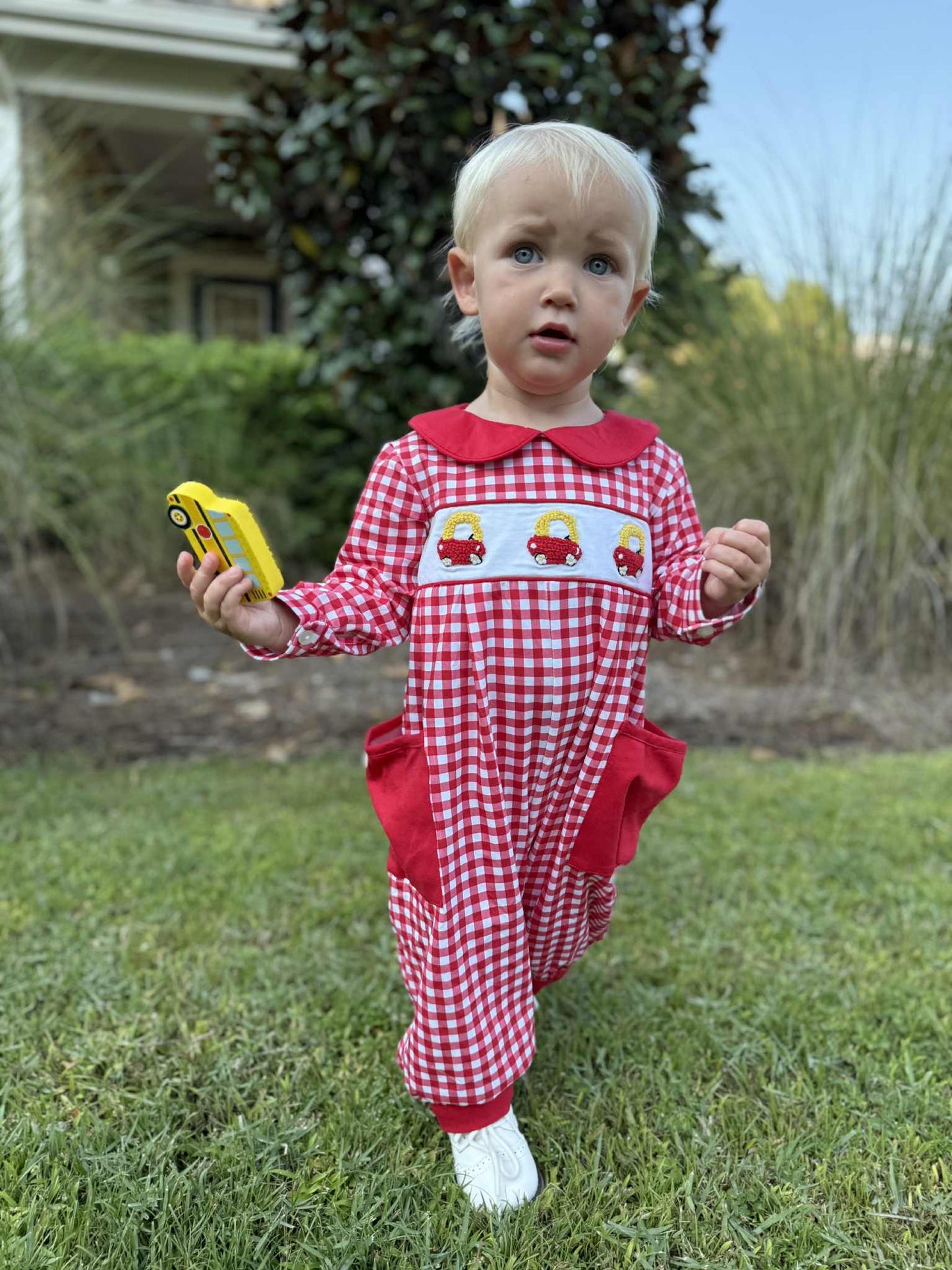 Boys French Knot Cozy Coupe Romper