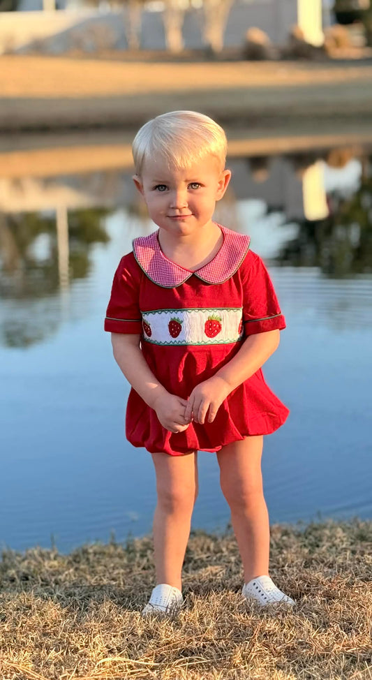 Boys Smocked Strawberry Bubble
