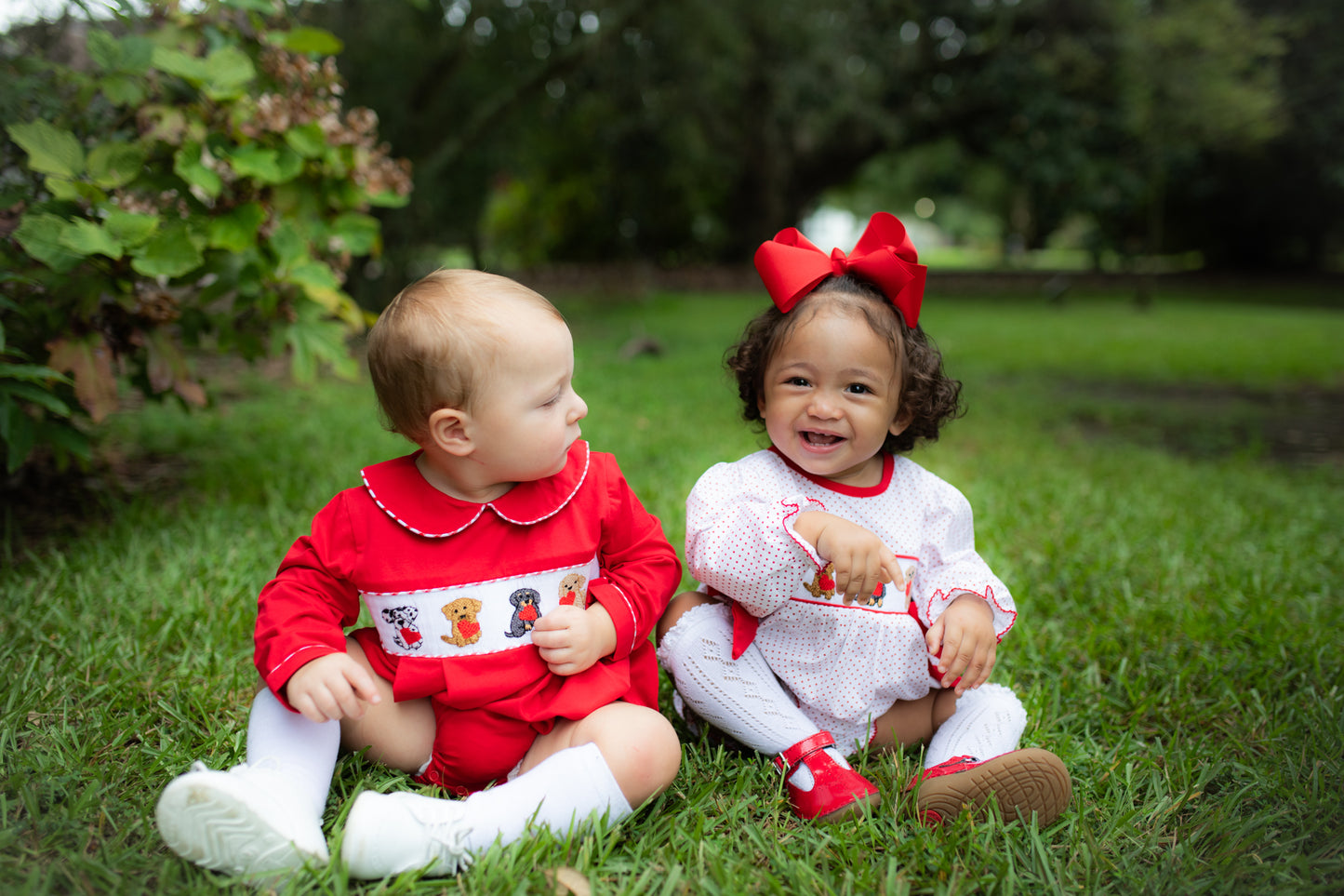 Boy’s Smocked Valentine Puppy Bubble