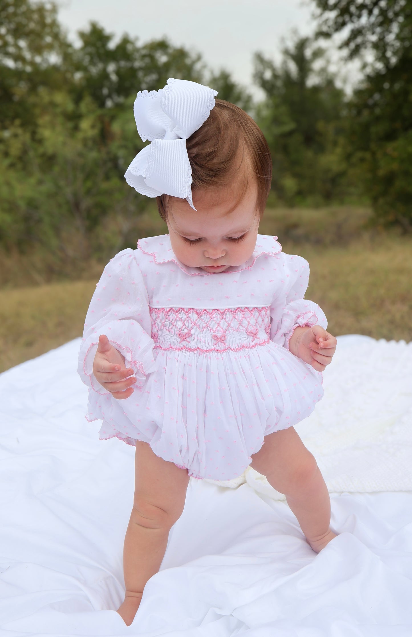 Girls Smocked Bow Bubble