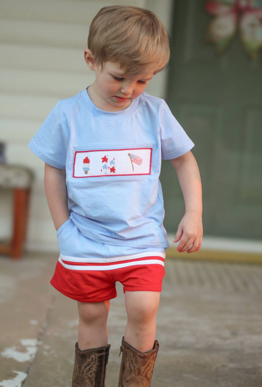 Boy’s Smocked Patriotic Short Set