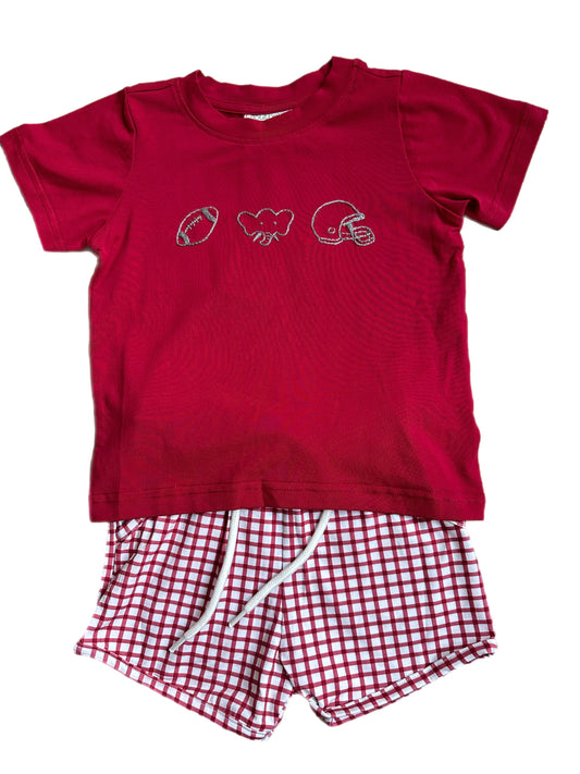 Embroidered Elephant Football Short Set