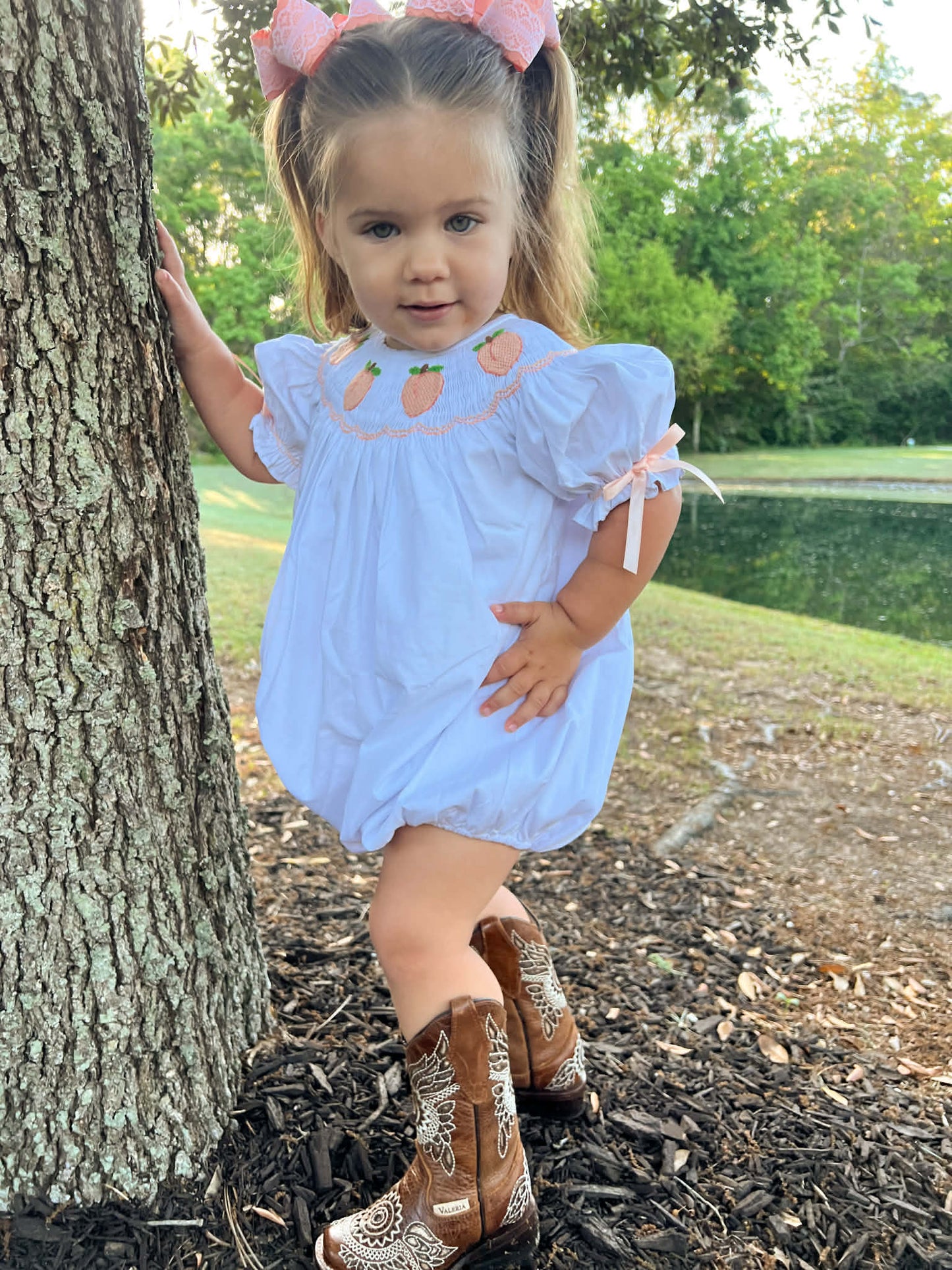 Smocked Peach Bubble