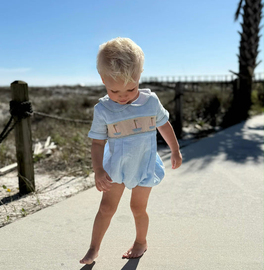 Boys Smocked Sail Boat Bubble