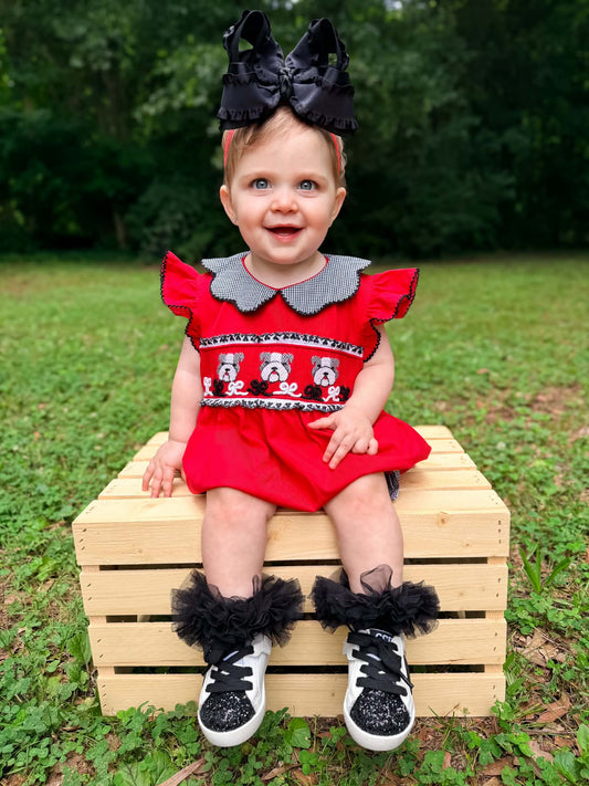 Girl’s Smocked Bulldog Bubble