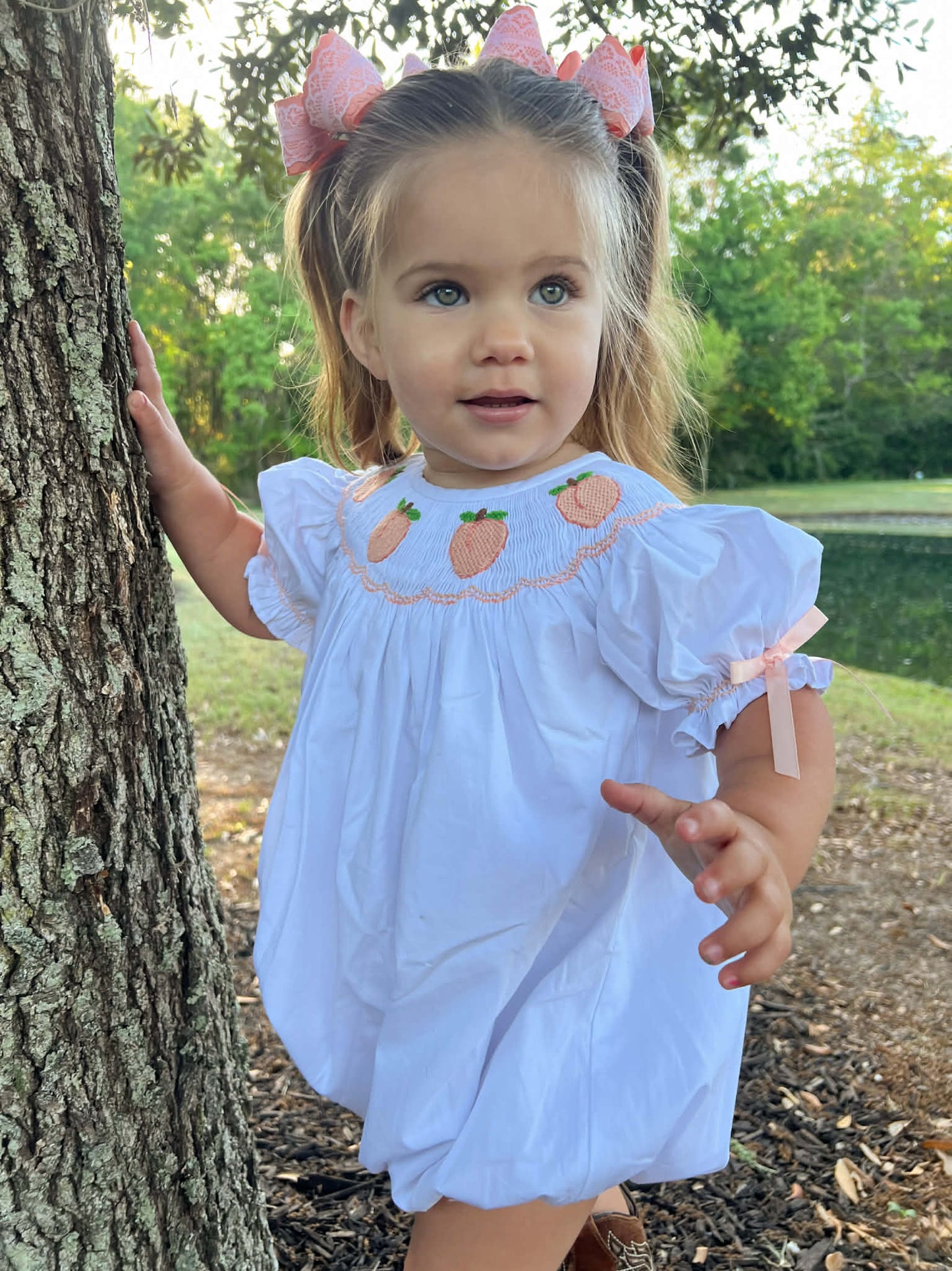 Smocked Peach Bubble