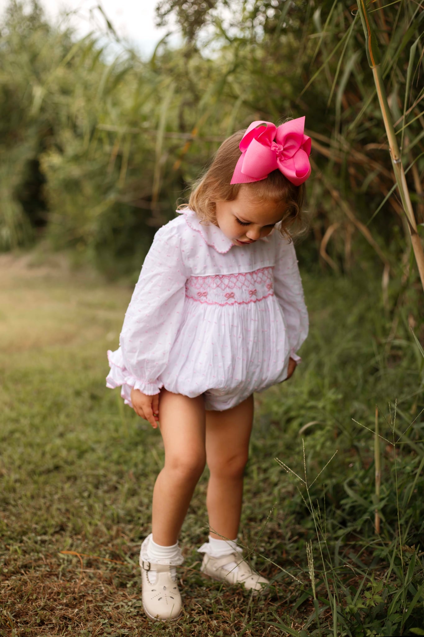 Girls Smocked Bow Bubble