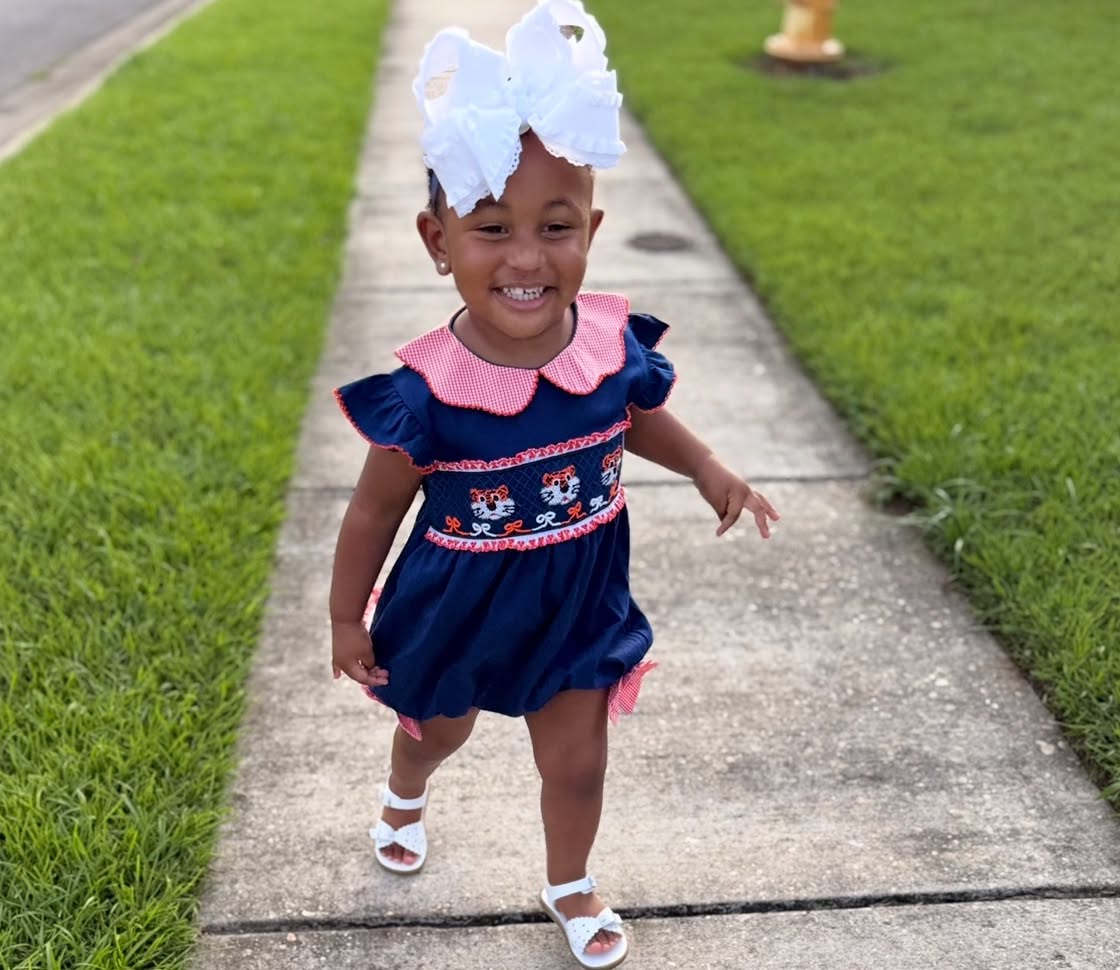 Girl’s Smocked Tiger Bubble