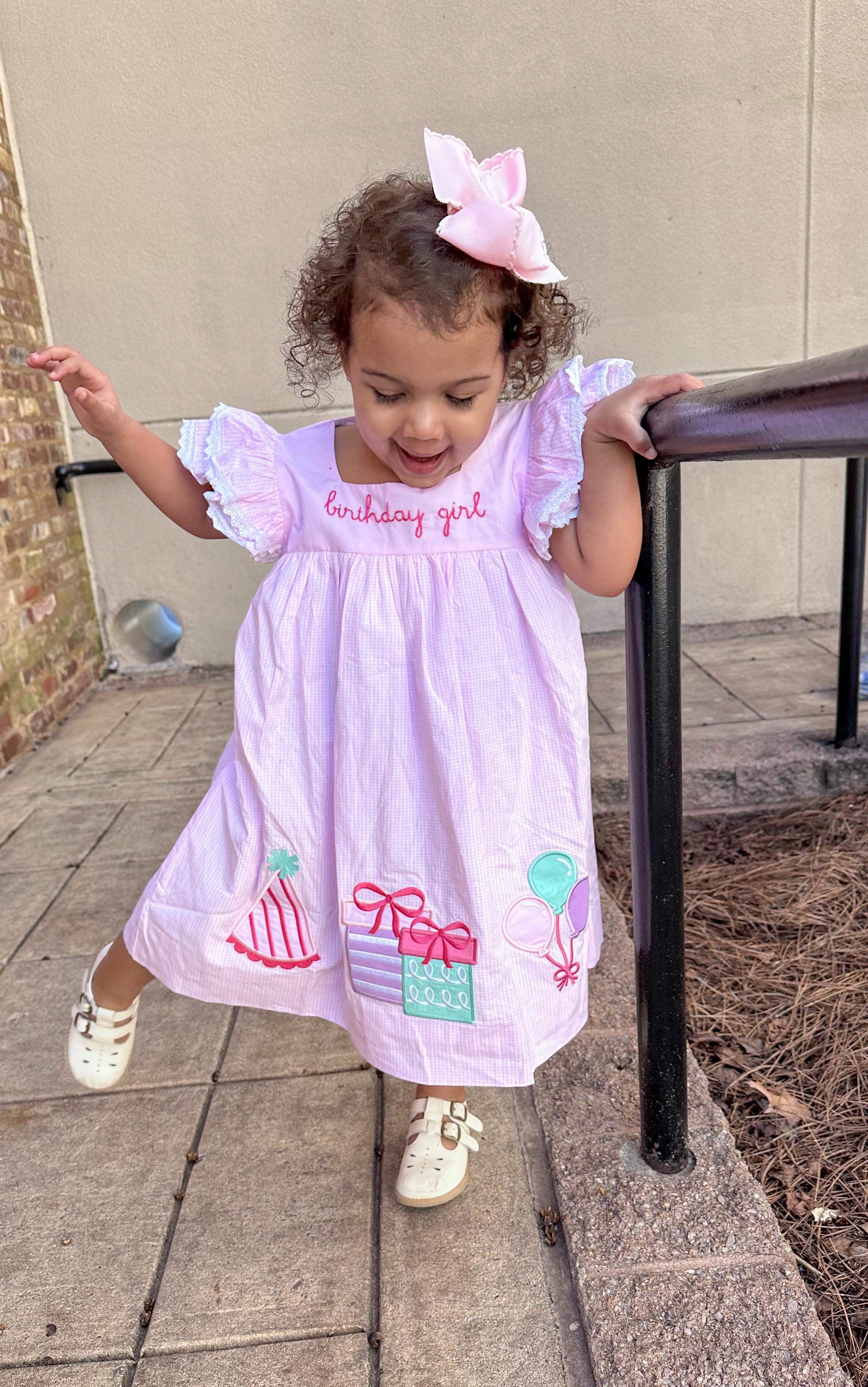 Girl’s Appliqué Birthday Dress – Southern Peach Smocks, LLC