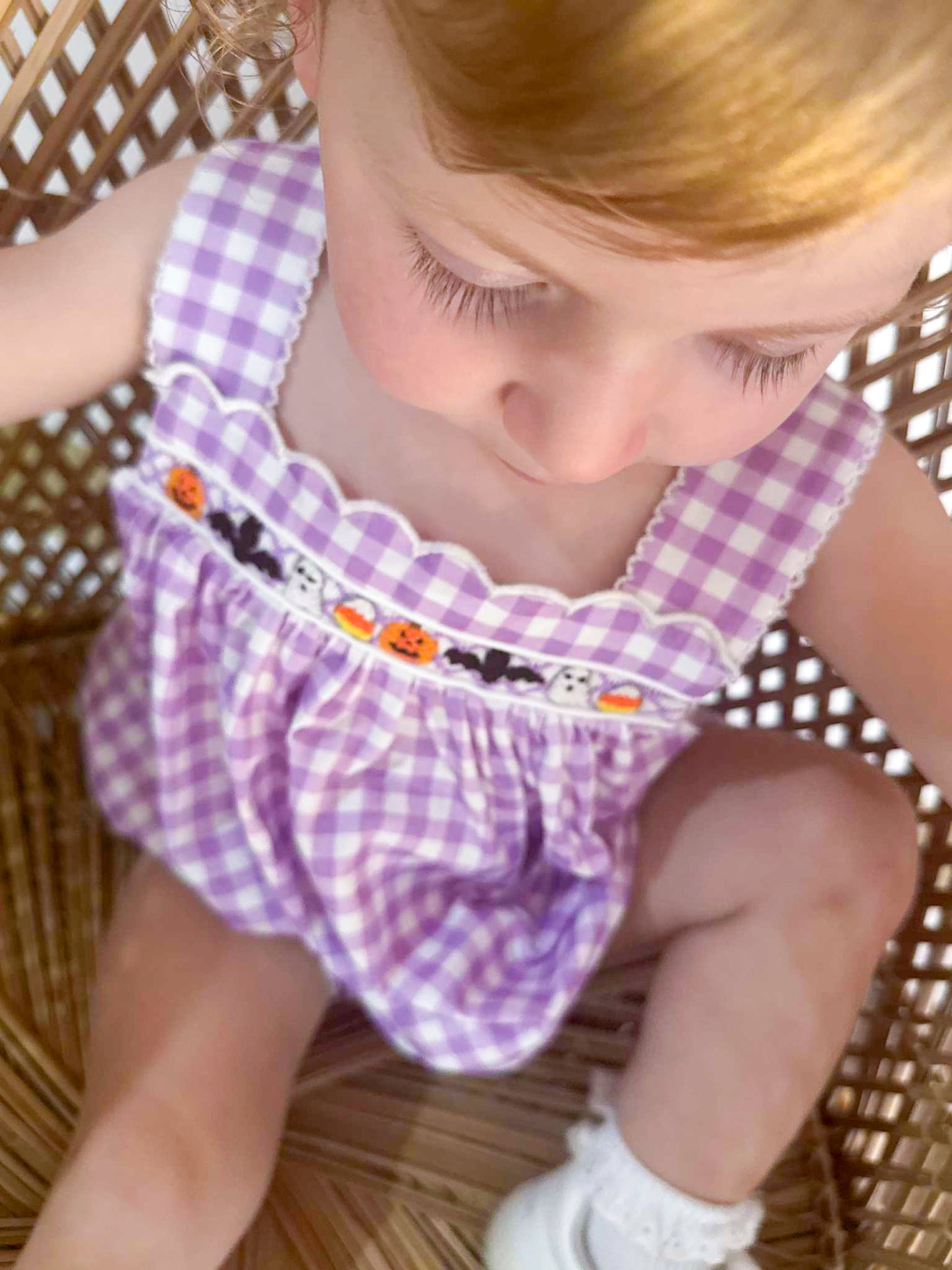 Girls Smocked Halloween Bubble