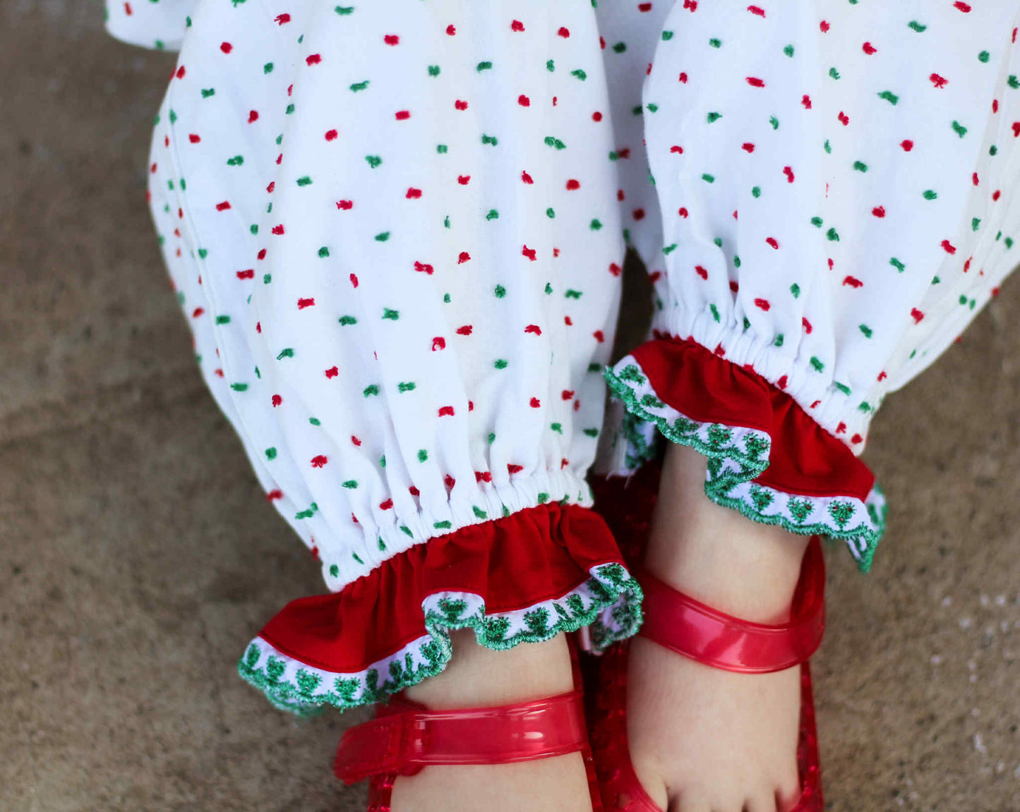 Girl’s Smocked Candy Cane Romper