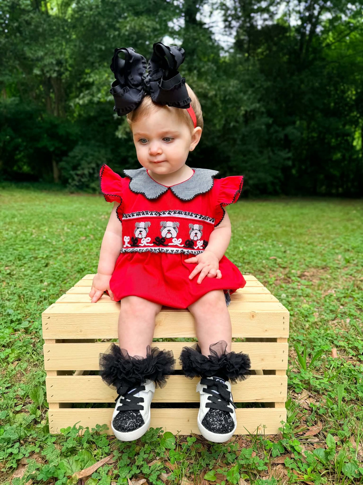Girl’s Smocked Bulldog Bubble