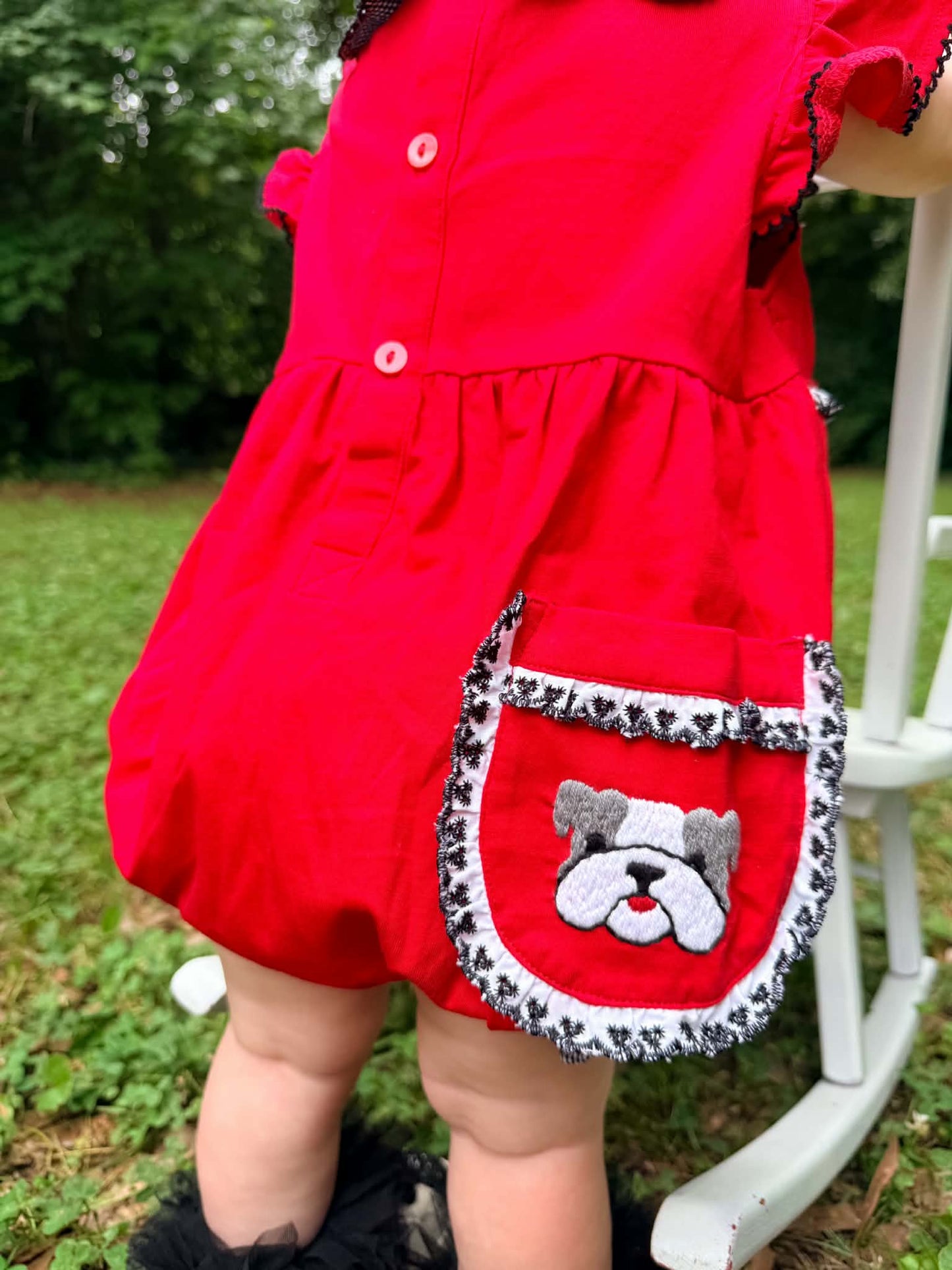 Girl’s Smocked Bulldog Bubble