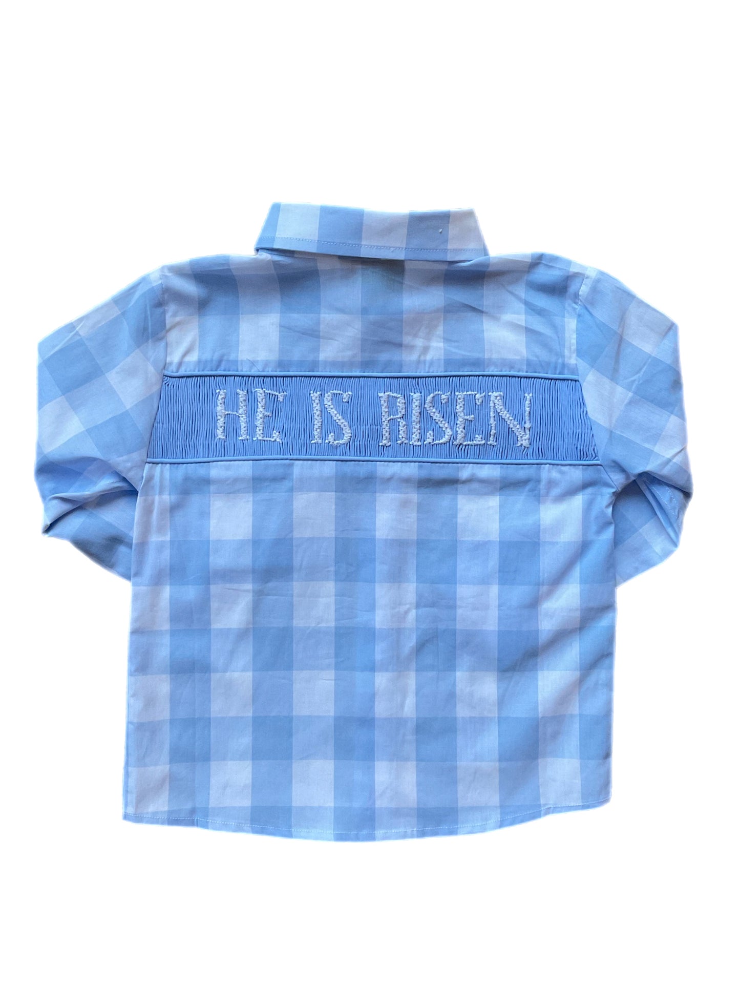 Boy’s Smocked He Is Risen Button Up